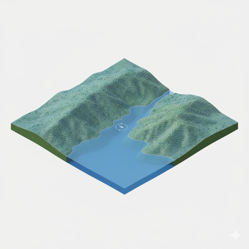 Modelo de elevación para zonas de captación de agua